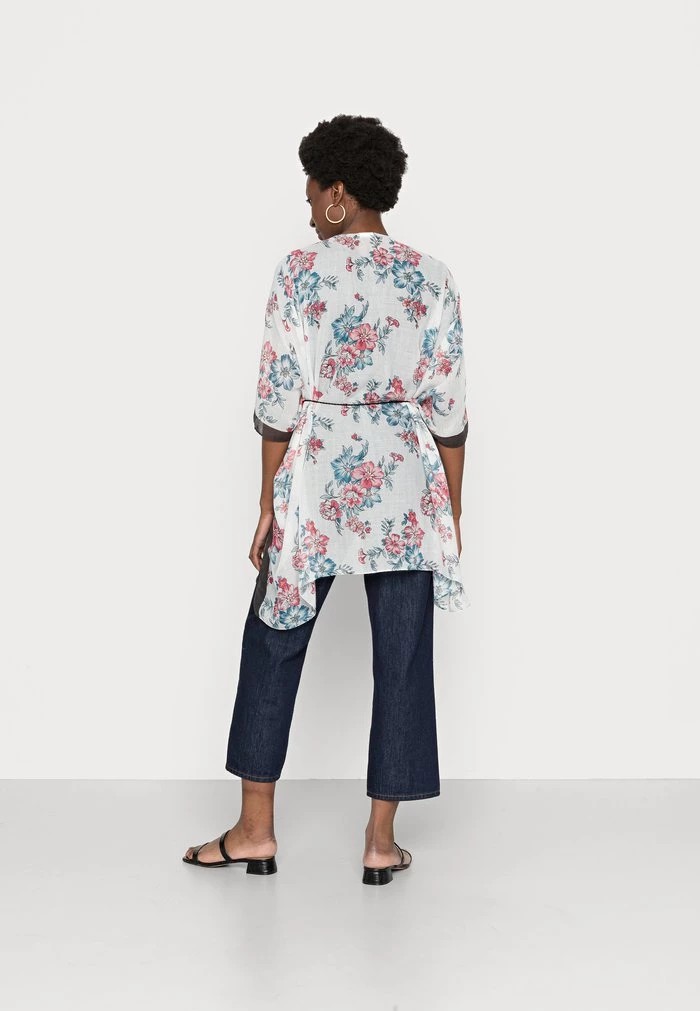 Manteau ANNA FIELD Anna Field Summer Beach Cape Painted Floral Blanche Femme | ZKT-0198282